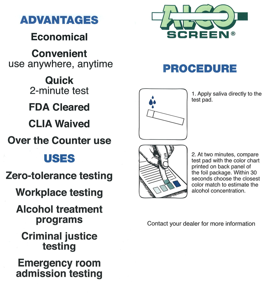 Alco Screen Saliva Alcohol Test | BlueGrass Drug Screen