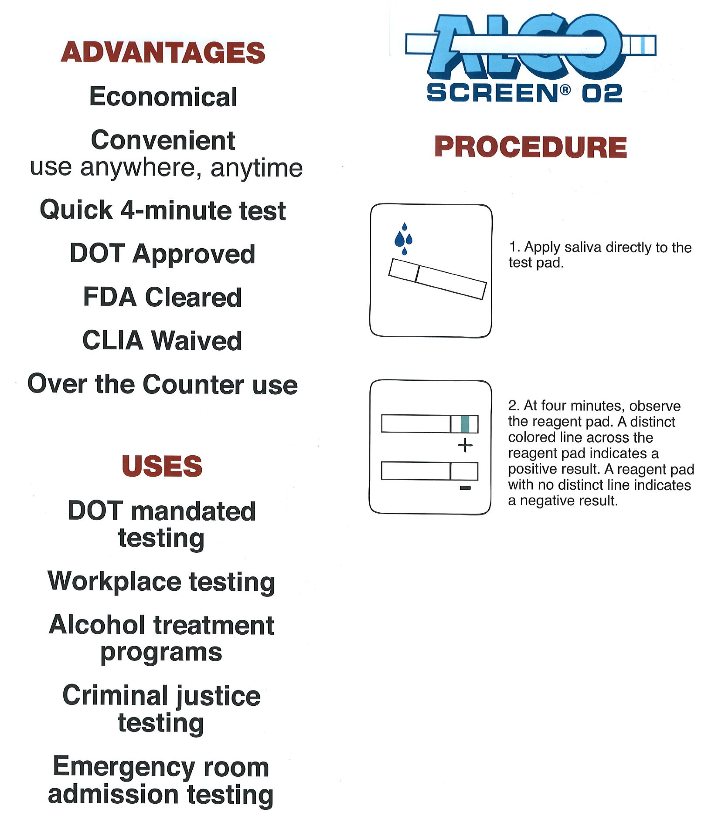 Alcoscreen 02 DOT Alcohol Test | BlueGrass Drug Screen